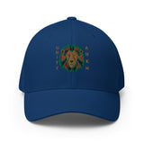 Embroidered Lion Gold Text Structured Baseball Hat