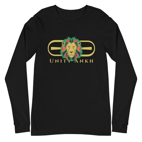 Signature Gold Logo Lion Overlay Print Long Sleeve Tee