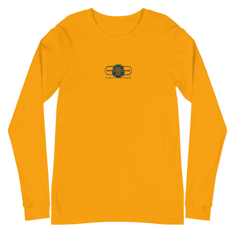 Signature Embroidered Gold Logo Lion Overlay Long Sleeve Tee