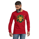 Lion and Gold Text Print Long Sleeve Tee