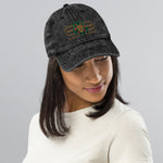 Signature Embroidered Gold Logo Lion Overlay Vintage Cotton Twill Hat