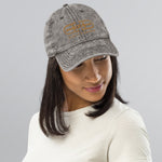 Signature Embroidered Gold Logo Vintage Cotton Twill Hat