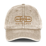 Signature Embroidered Gold Logo Vintage Cotton Twill Hat