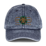 Signature Embroidered Gold Logo Lion Overlay Vintage Cotton Twill Hat