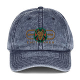 Signature Embroidered Gold Logo Lion Overlay Vintage Cotton Twill Hat