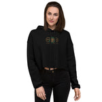 Signature Embroidered Gold Logo Lion Overlay Crop Hoodie