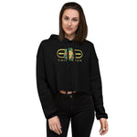 Signature Gold Logo Lion Overlay Print Crop Hoodie