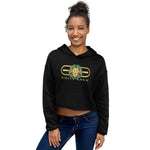 Signature Gold Logo Lion Overlay Print Crop Hoodie