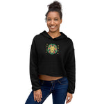 Lion Gold Text Print Crop Hoodie