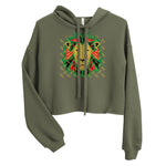 Lion Gold Logo Motif Print Crop Hoodie