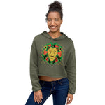 Lion Gold Logo Motif Print Crop Hoodie