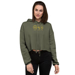 Signature Gold Logo Print Crop Hoodie