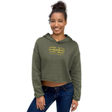 Signature Gold Logo Print Crop Hoodie