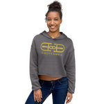 Signature Gold Logo Large Print Crop Hoodie