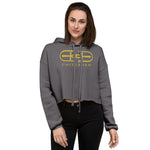 Signature Gold Logo Large Print Crop Hoodie