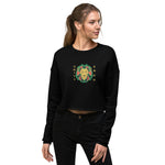 Lion and Gold Text Print Crop Sweatshirt