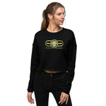 Signature Gold Logo Lion Overlay Print Crop Sweatshirt