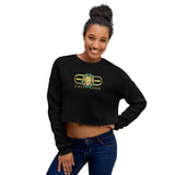 Signature Gold Logo Lion Overlay Print Crop Sweatshirt