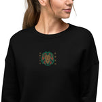 Embroidered Lion Gold Text Crop Sweatshirt