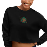 Embroidered Lion Gold Text Crop Sweatshirt