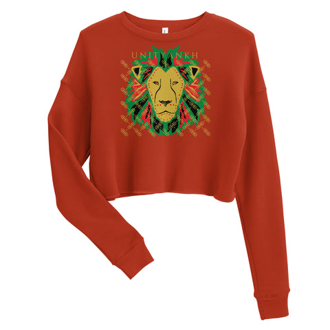 Lion Gold Logo Motif Print Crop Sweatshirt