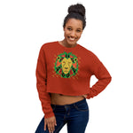 Lion Gold Logo Motif Print Crop Sweatshirt