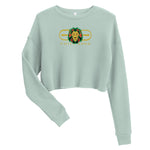 Signature Gold Logo Lion Overlay Print Crop Sweatshirt