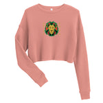 Lion and Gold Text Print Crop Sweatshirt