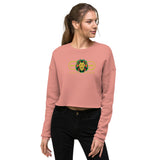 Signature Gold Logo Lion Overlay Print Crop Sweatshirt