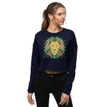 Lion Gold Logo Motif Print Crop Sweatshirt