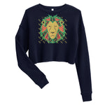 Lion Gold Logo Motif Print Crop Sweatshirt