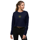 Embroidered Lion Gold Text Crop Sweatshirt