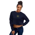 Embroidered Lion Gold Text Crop Sweatshirt