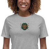 Embroidered Lion and Gold Text Tee